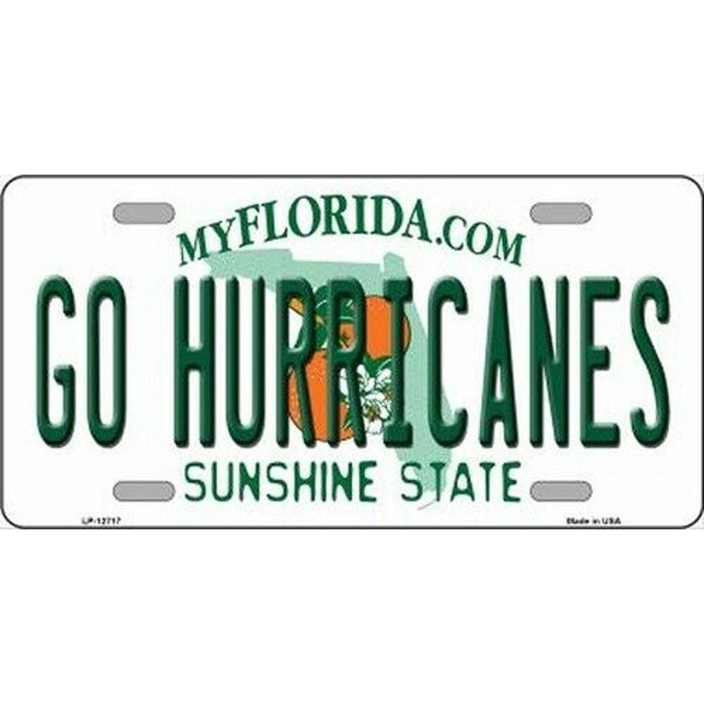 NCAA Go Hurricanes License Plate College Background Metal Tag "U.S.A." Miami UM